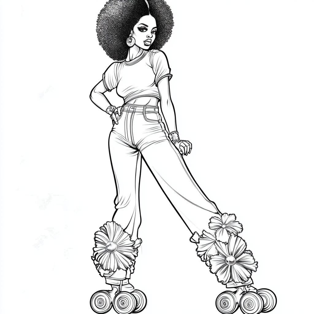 1970s themed coloring book for disco lovers.