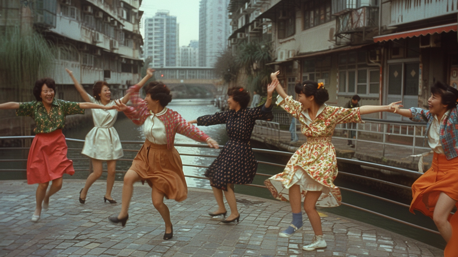 Energetic and Stylish Office Ladies Dancing - Stock Photo