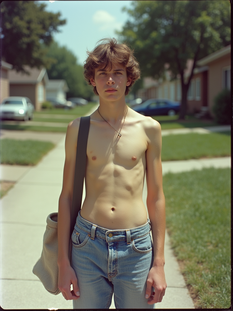 1980s Teen Newspaper Carrier in Summer Suburb