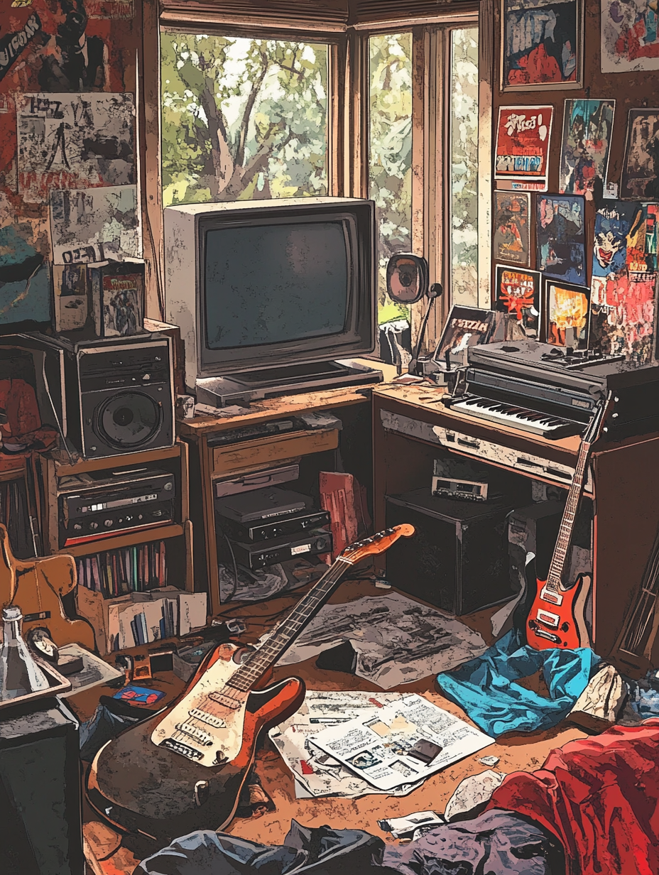 1980s Teenage Boy's Bedroom with Music and Gaming Gear