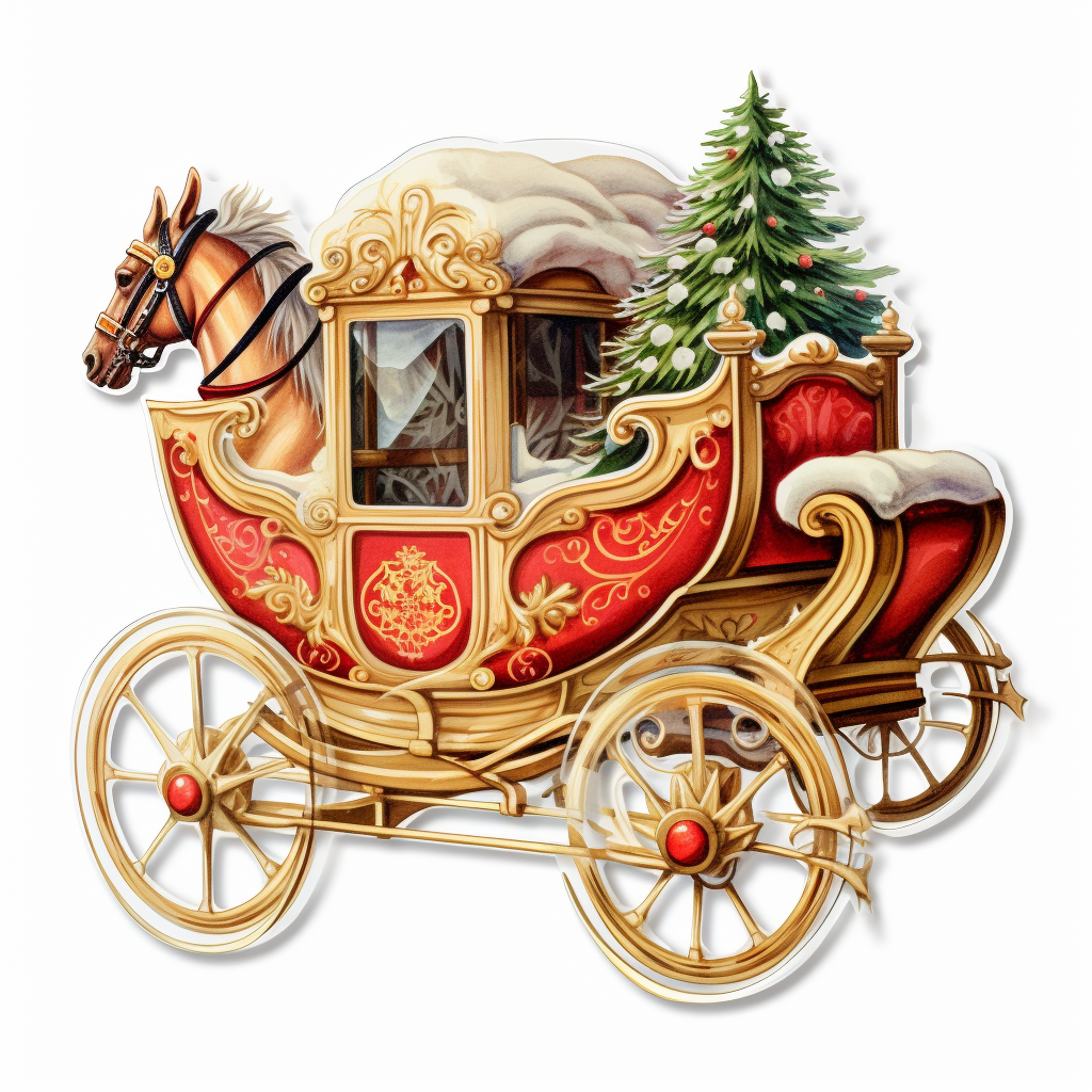 Detailed Christmas Sleigh Watercolor