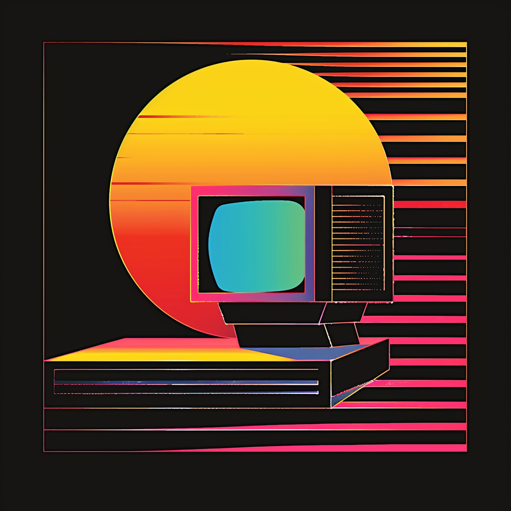 1980s colourful logo for new technology