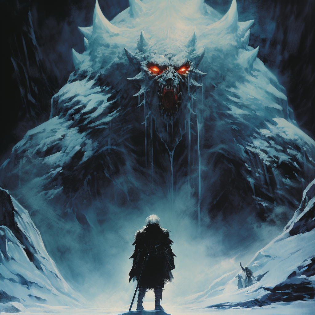 Winter white demon in a fantasy setting