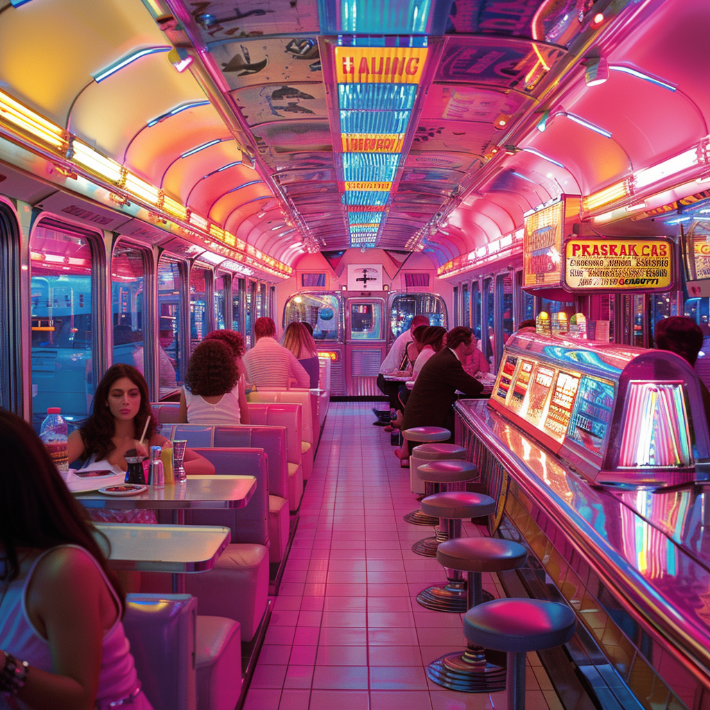 1980s diner moment atmosphere