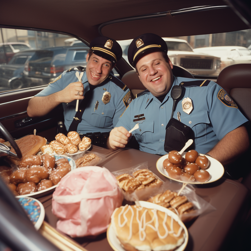 1980s New York Cops Enjoying Donuts