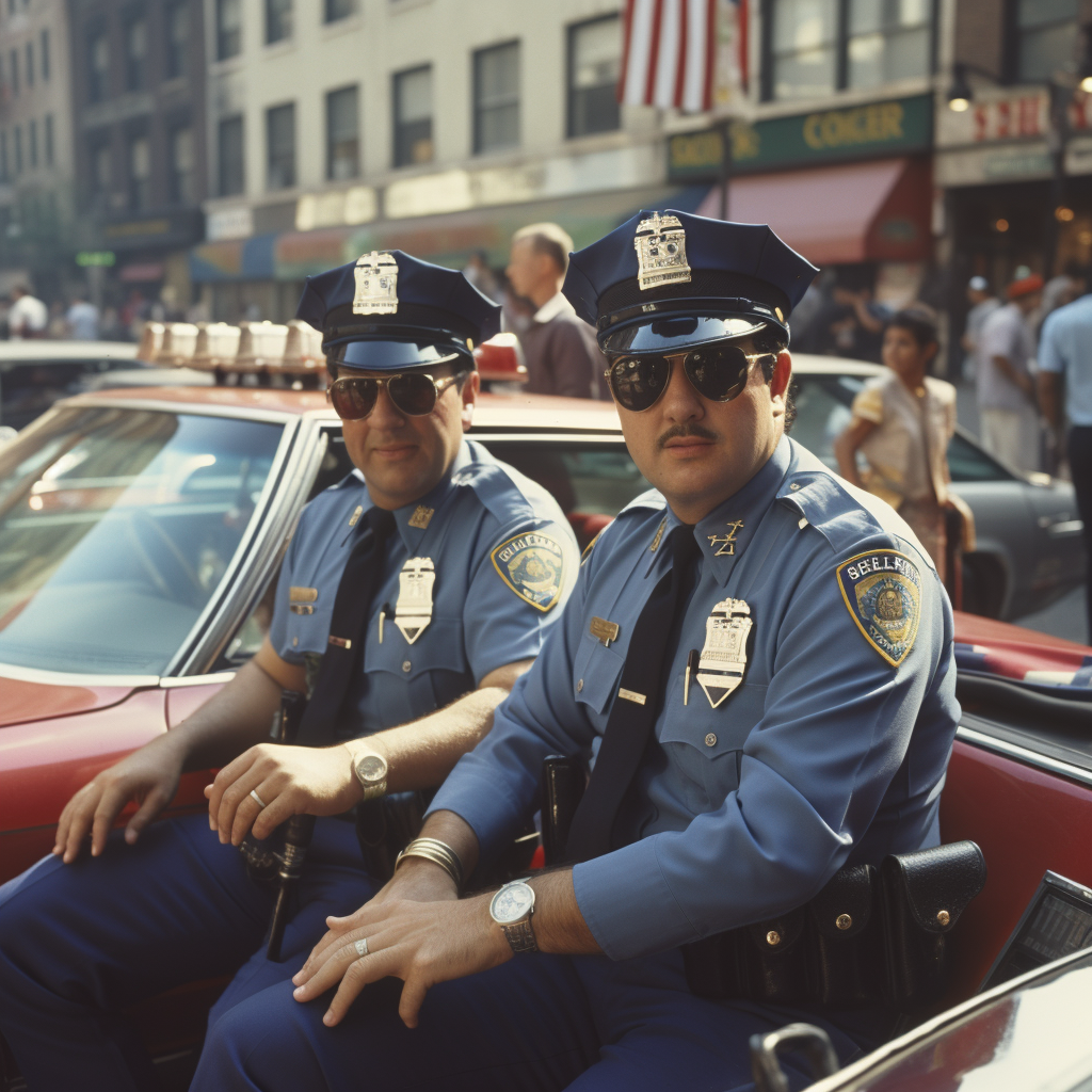 1980s New York Cops in Police Cars