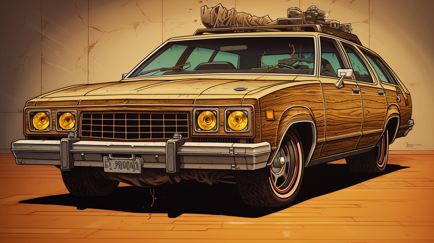 Retro car with wood paneling