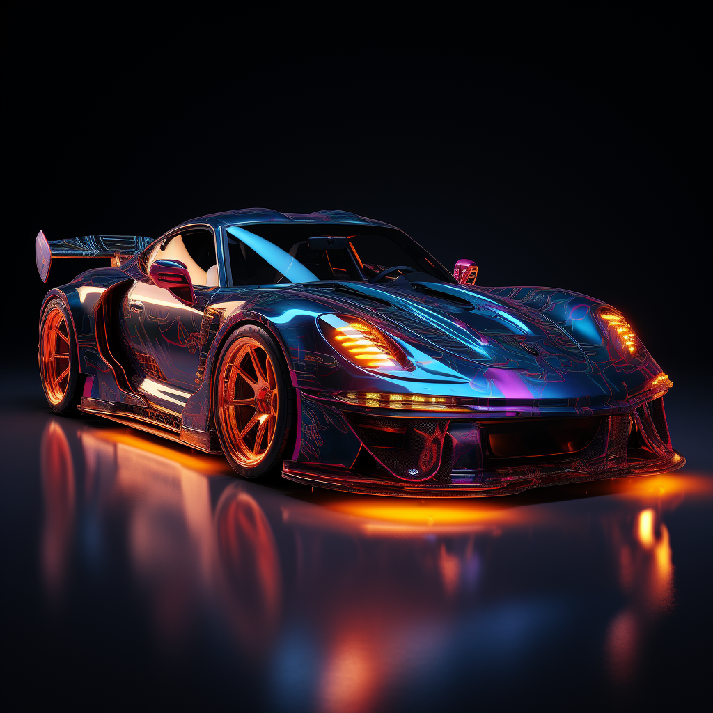 Vibrant 1990s Sportscar Neon Sign