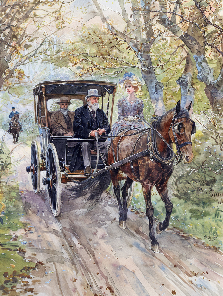 19th Century Carriage Ride Through Spring Vineyard