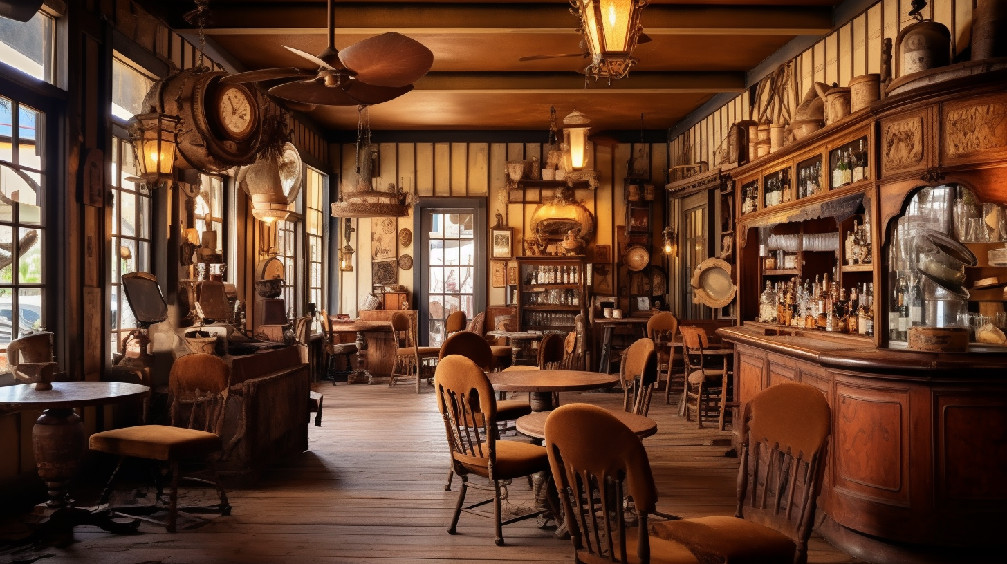 Vintage photograph of a coastal wooden saloon