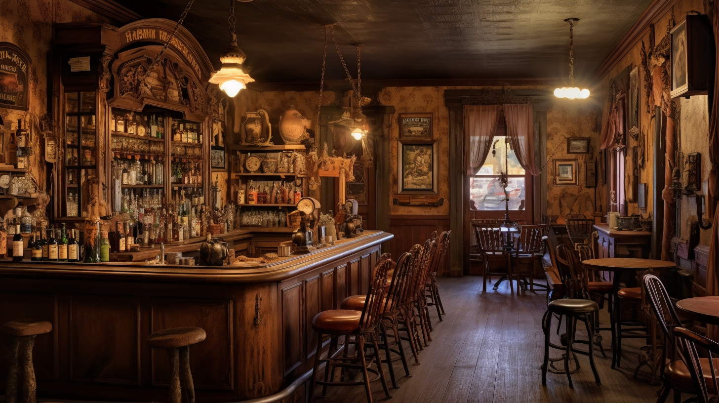 Classic wooden interiors of 19th-century saloon