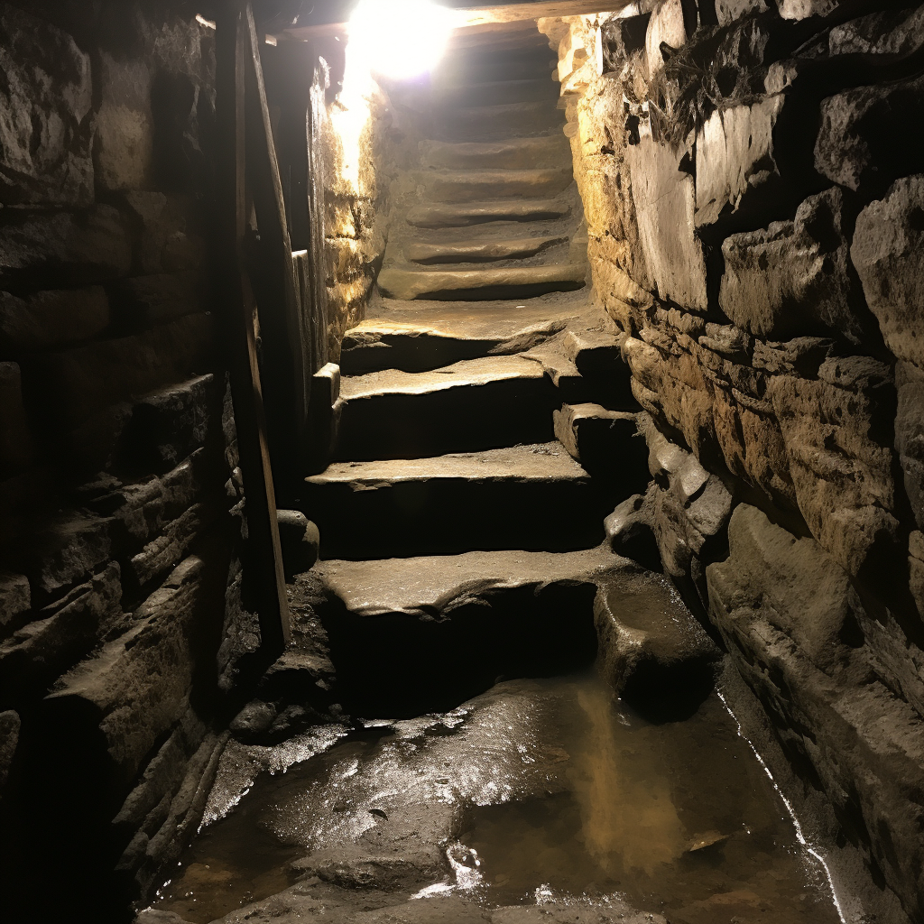 Historical stone steps to basement cellar