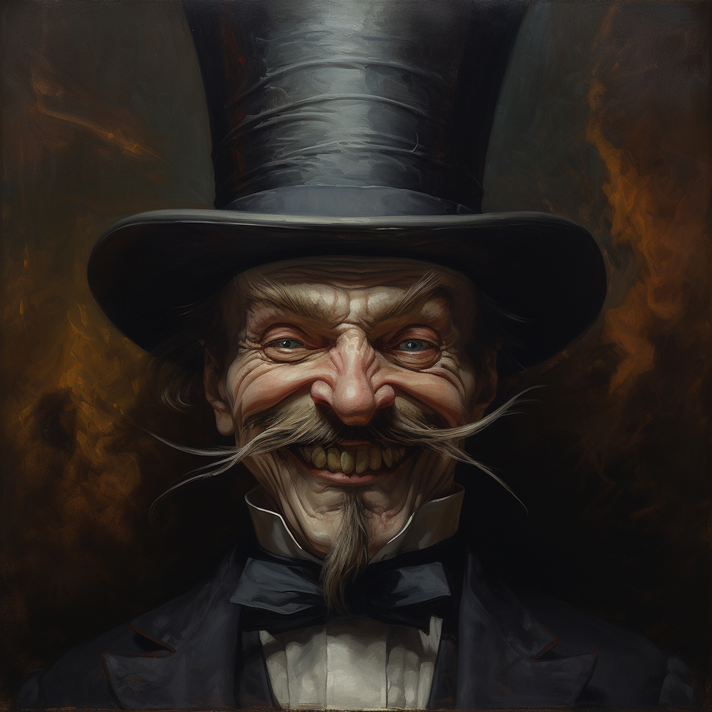 Sinister 19th Century Villain with Top Hat and Moustache