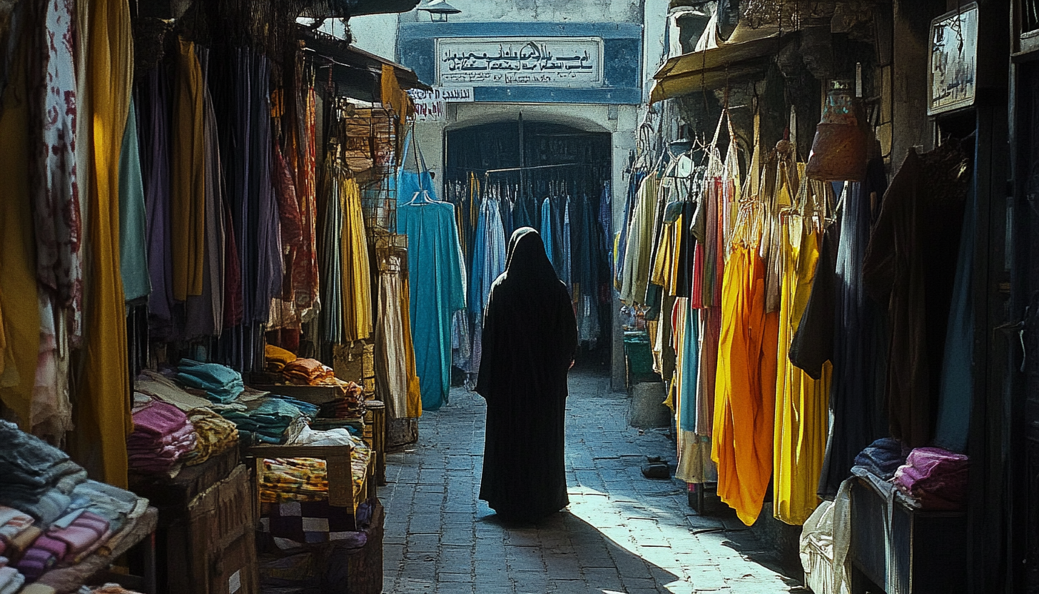 2000s Middle Eastern Clothing Shop: Wide Shot