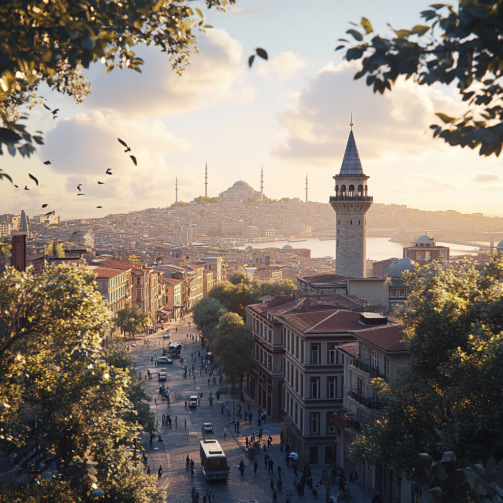 2024 Istanbul City View with Galata Tower 3D Render