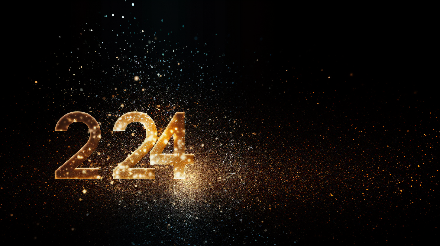 2024 wordmark logo on glitter background