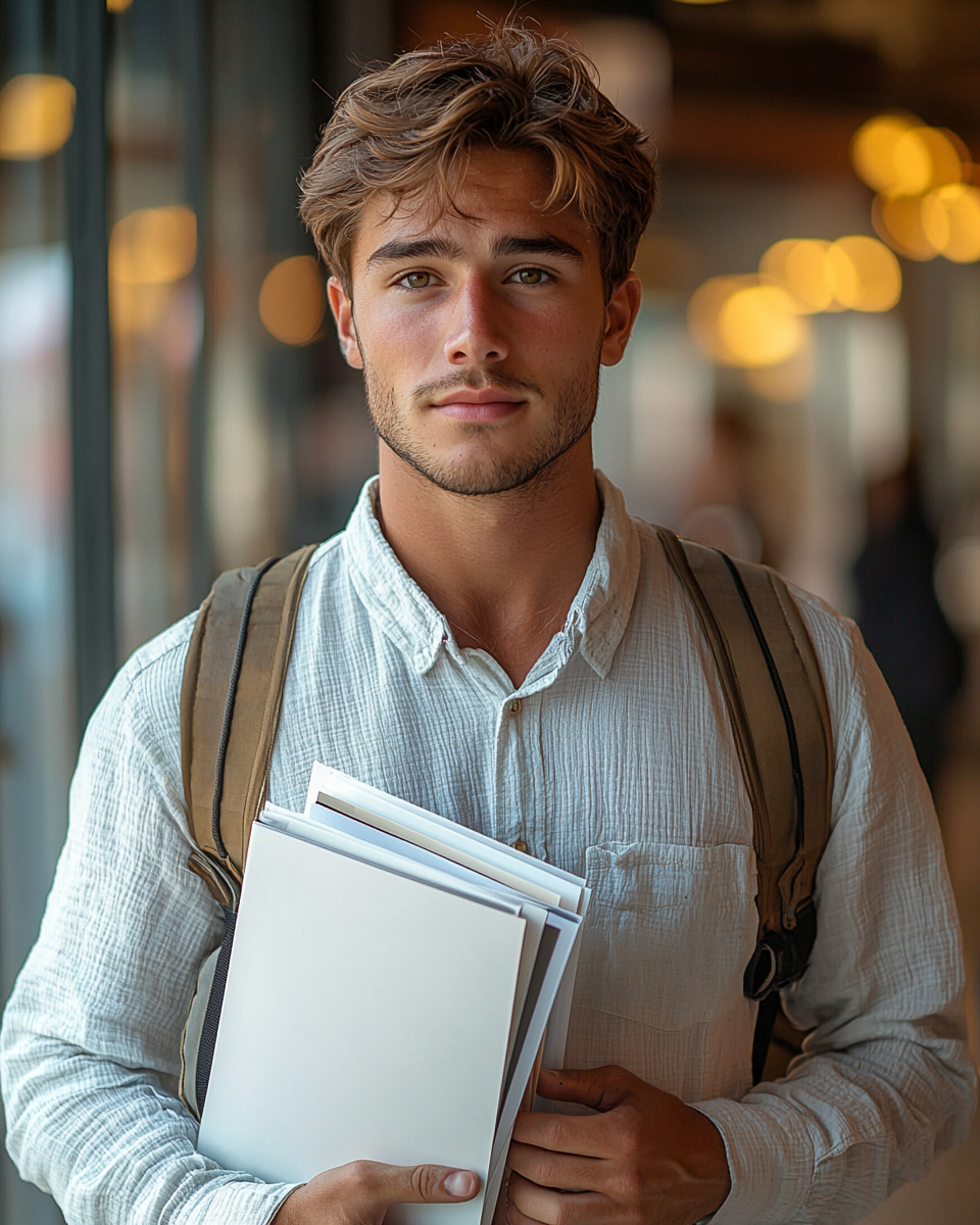 22-Year-Old Man in Office Attire Smiling 