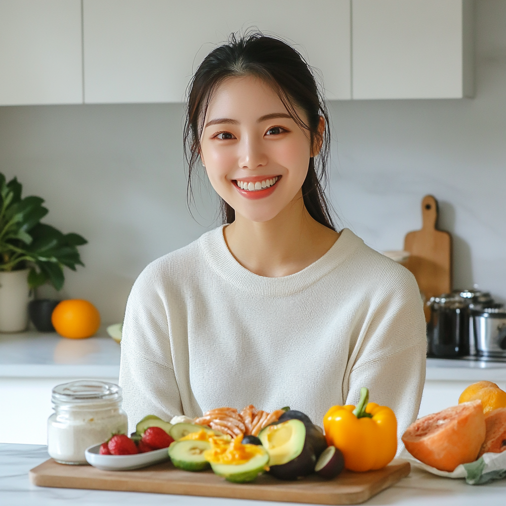 27-year-old Korean woman enjoys healthy food, yoga, and pilates.