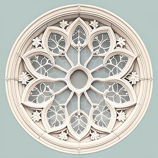 2D illustration of detailed rose window in Gothic style.