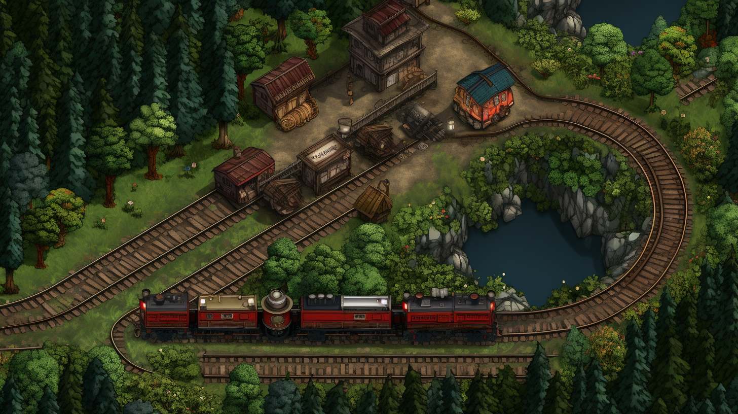 Train game with top-down view