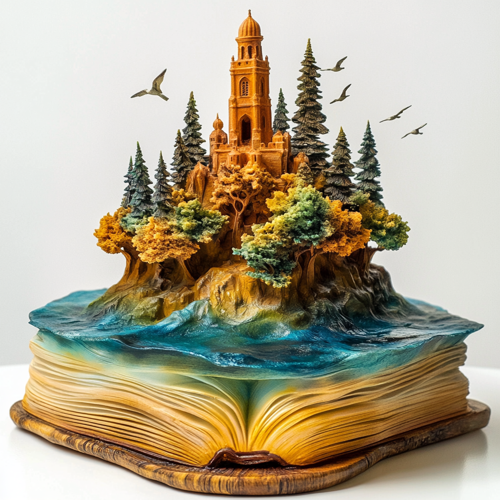 3D Resin Carving of Baghdad Island Book Illustration