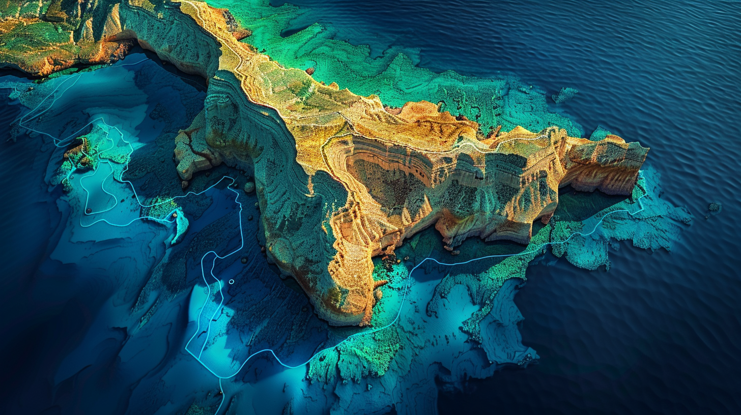 3D Topographic Scan of Malta with Gradient Colors