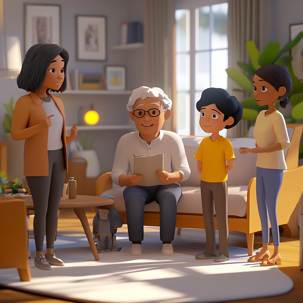 3D animation scene of diverse, happy, independent people.