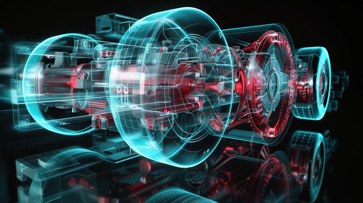 3D diagram of car anti blocking system in color.