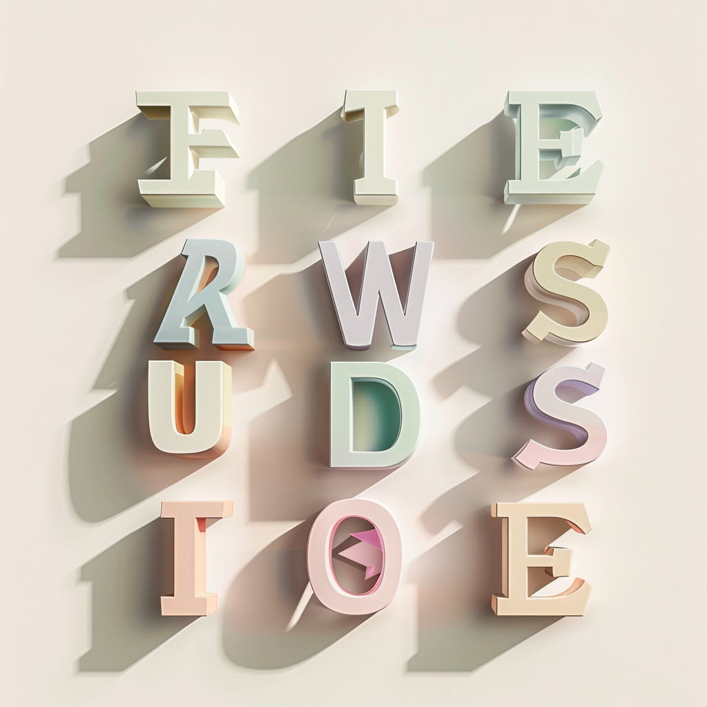 3D floating letters create colorful shadow art