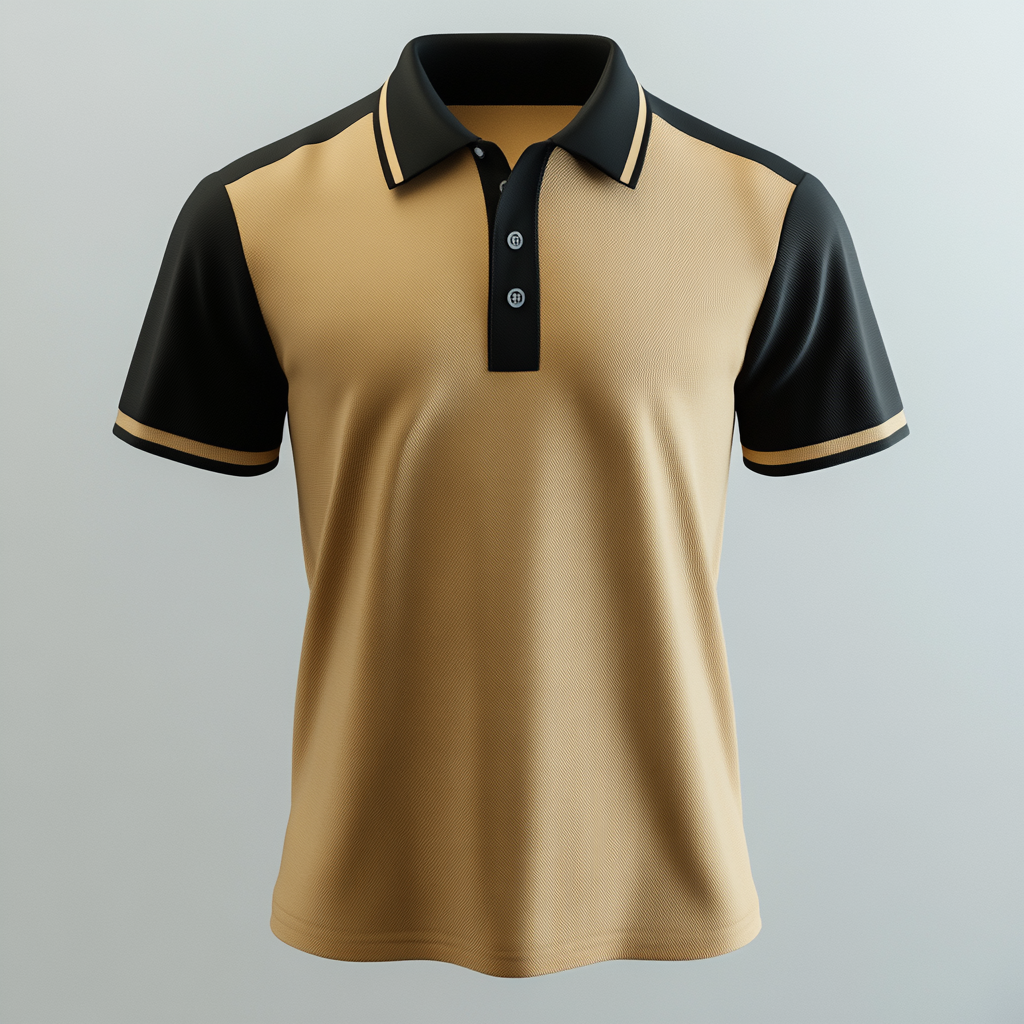 3D mens polo with jaquard texture in 50's style.