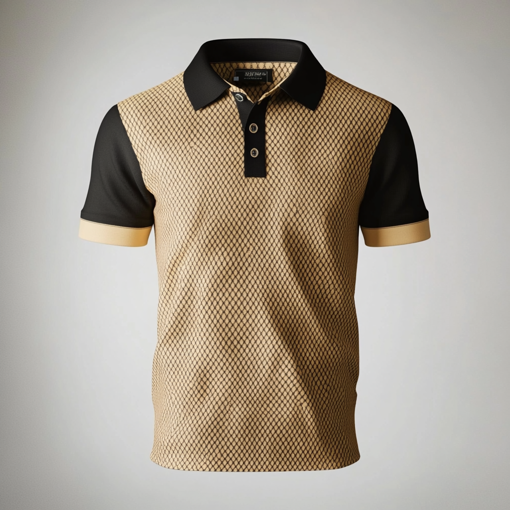 3D polo with textured jaquard fabric, floating photo-realistic.