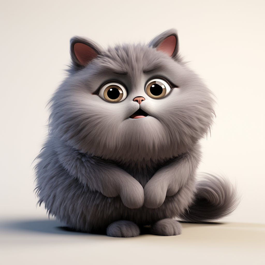 Cartoon Fat Cat with Big Brown Eyes