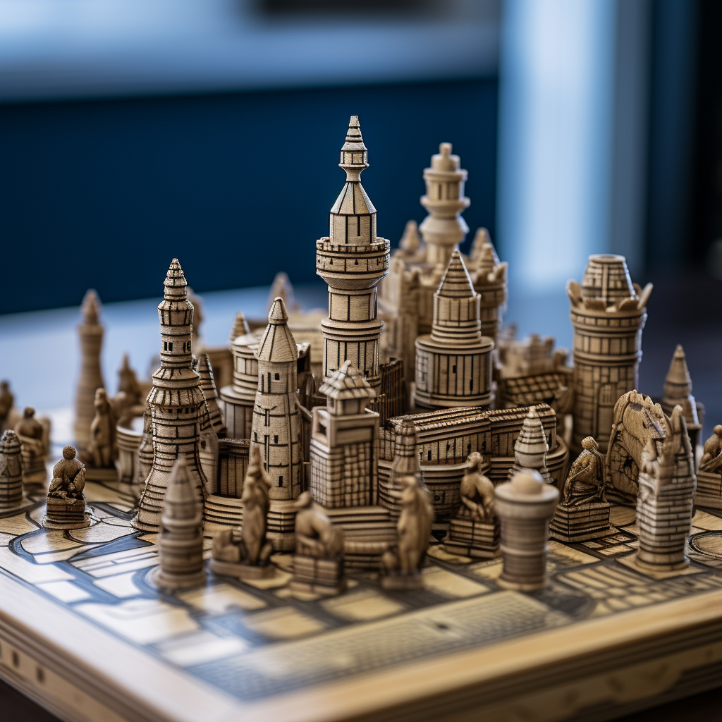 3D chess set on 2D board