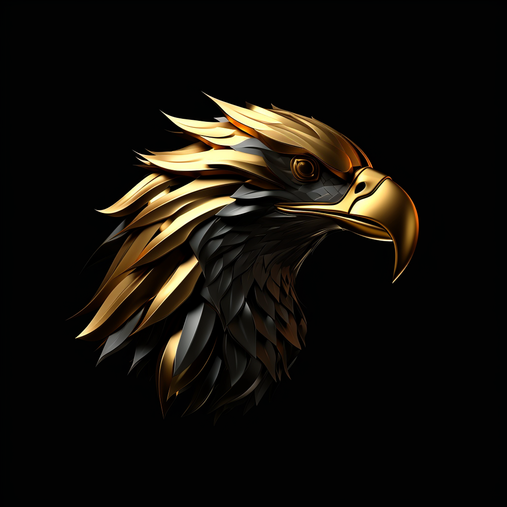 Eagle shape icon on black background