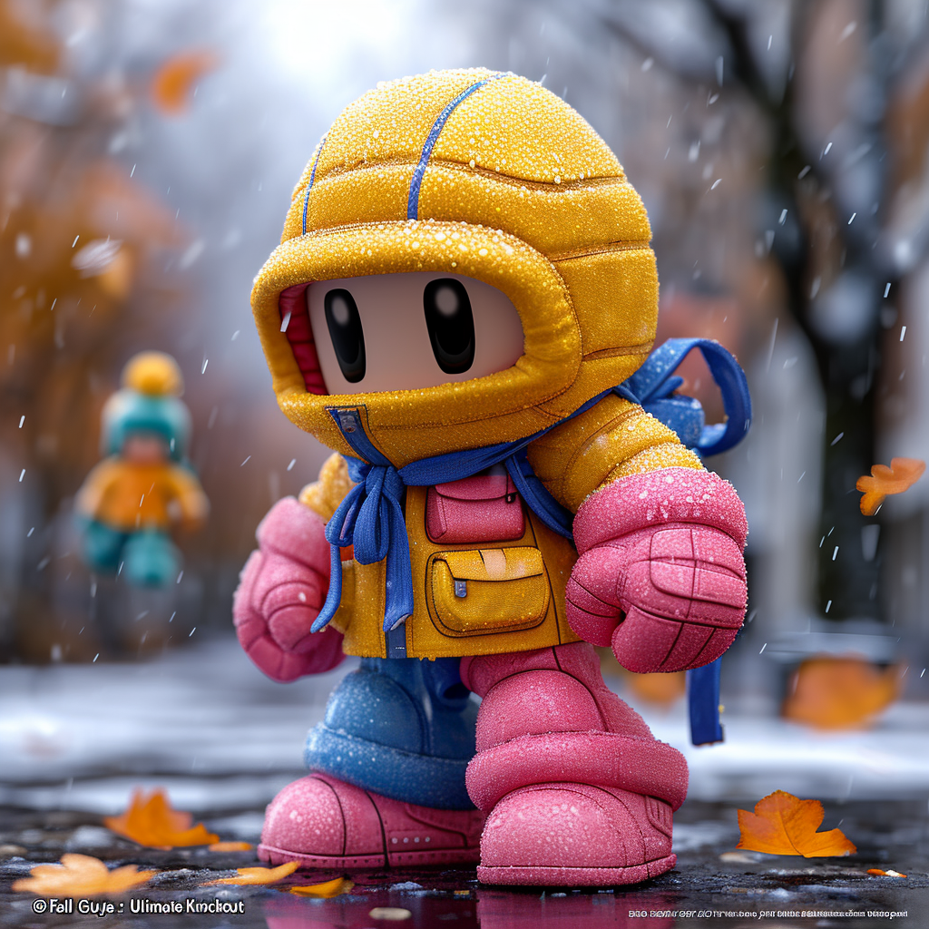 Colorful 3D game character in Fall Guys style