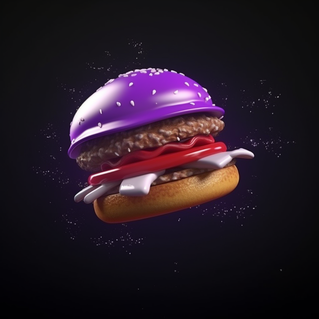 High Detail 3D Hamburger with Santa Claus Hat