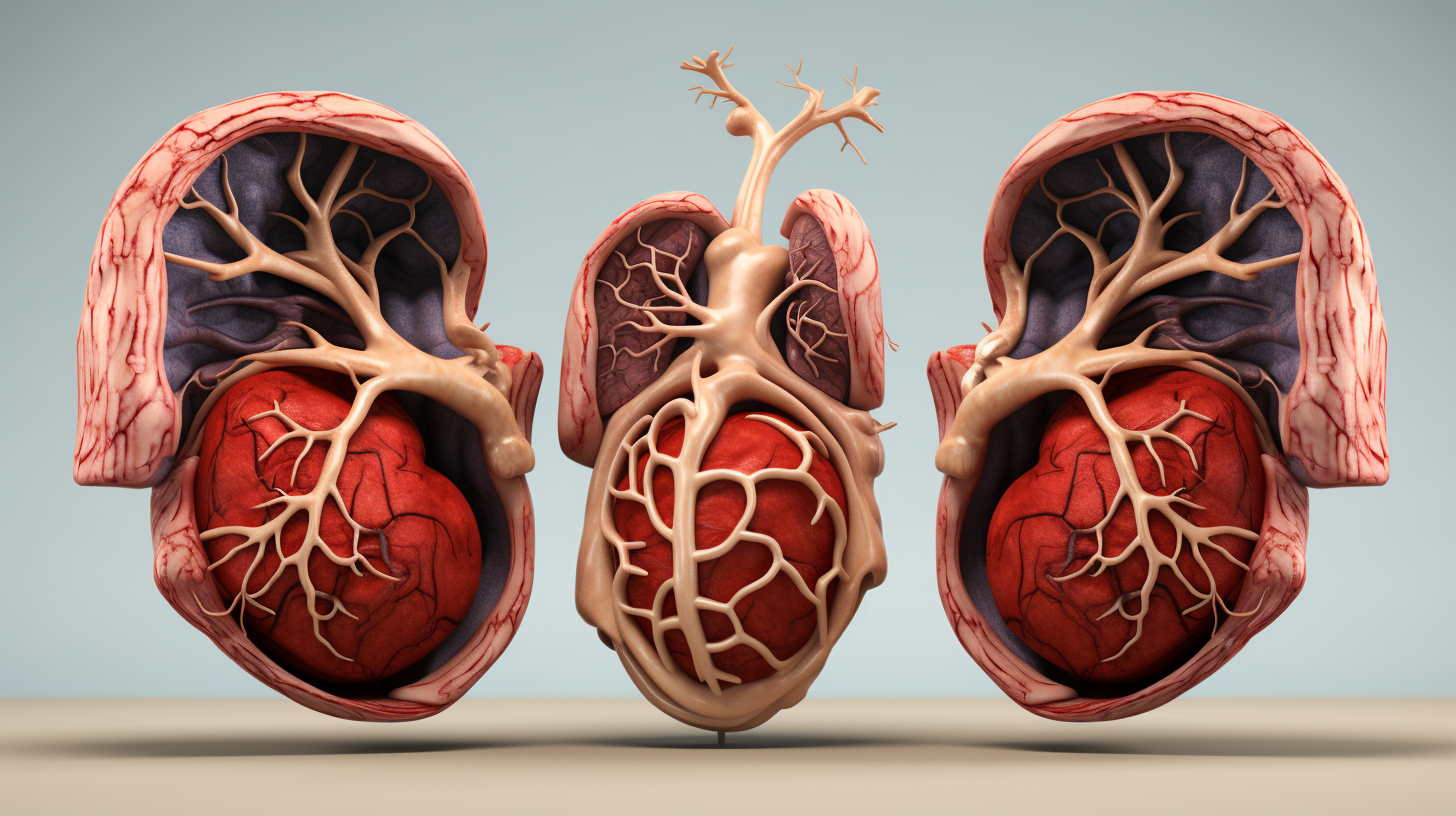 Detailed illustration of 3D human kidneys