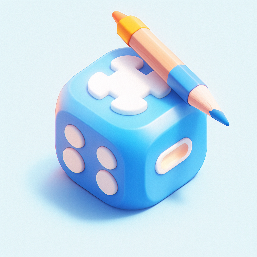 Blue Cartoon Pencil Icon