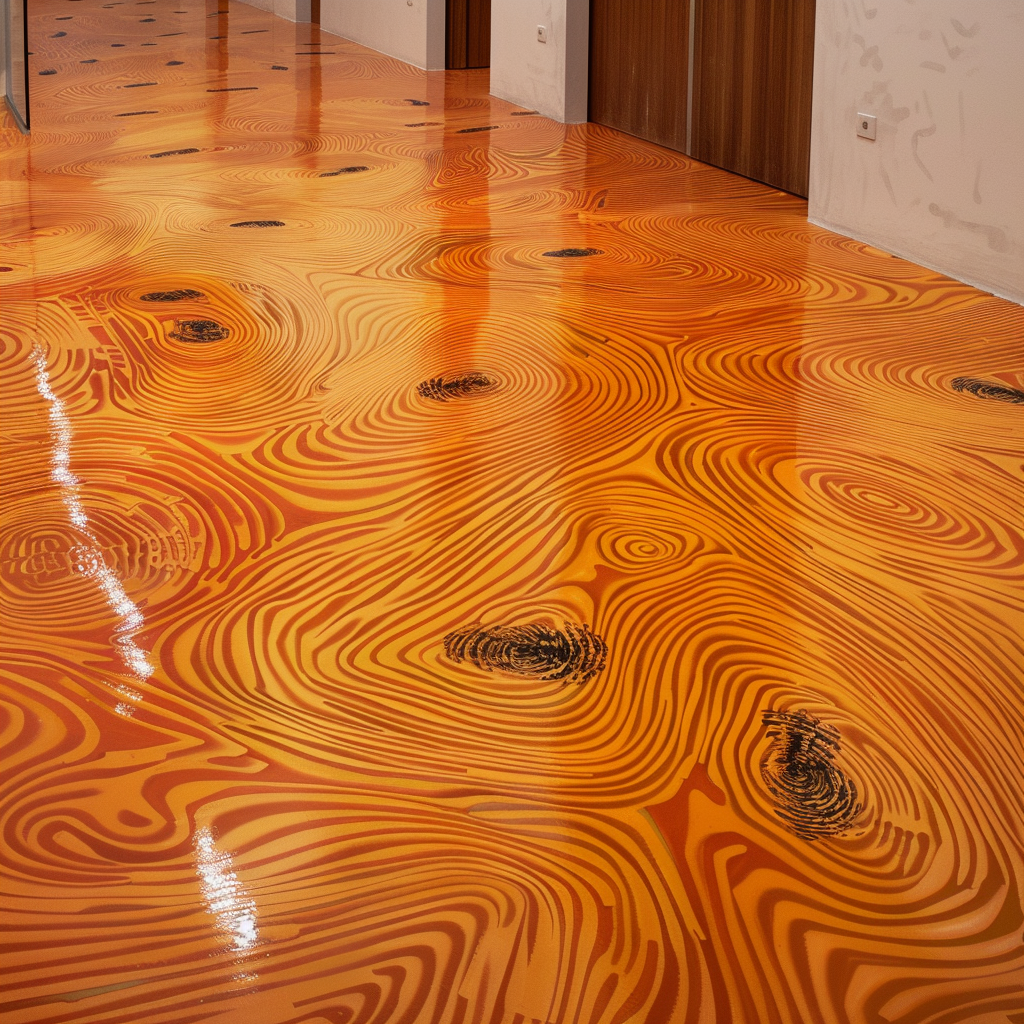 3D orange floor with wolf fingerprints