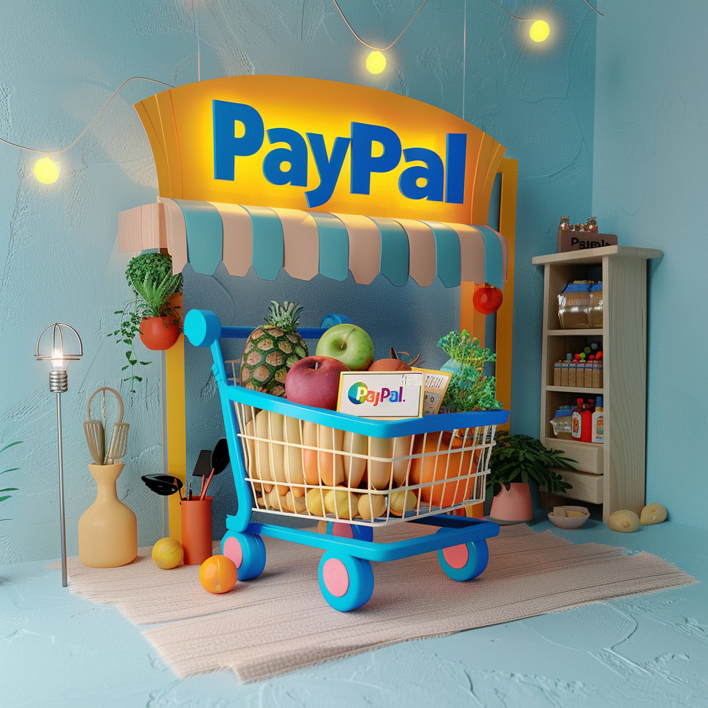 3D PayPal Logo with gadgets