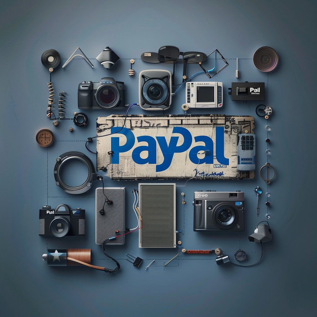 3D PayPal logo with gadgets