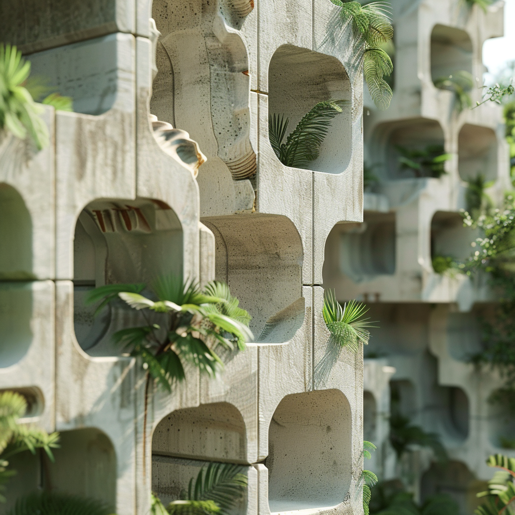 3D Printed Concrete Block Facade Nature