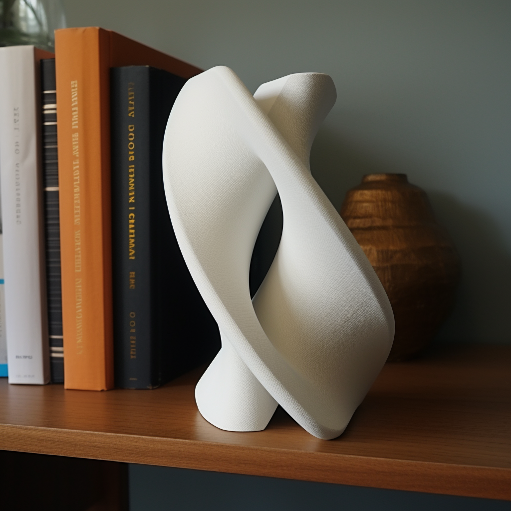 White 3D printed bookend Isamu Noguchi design