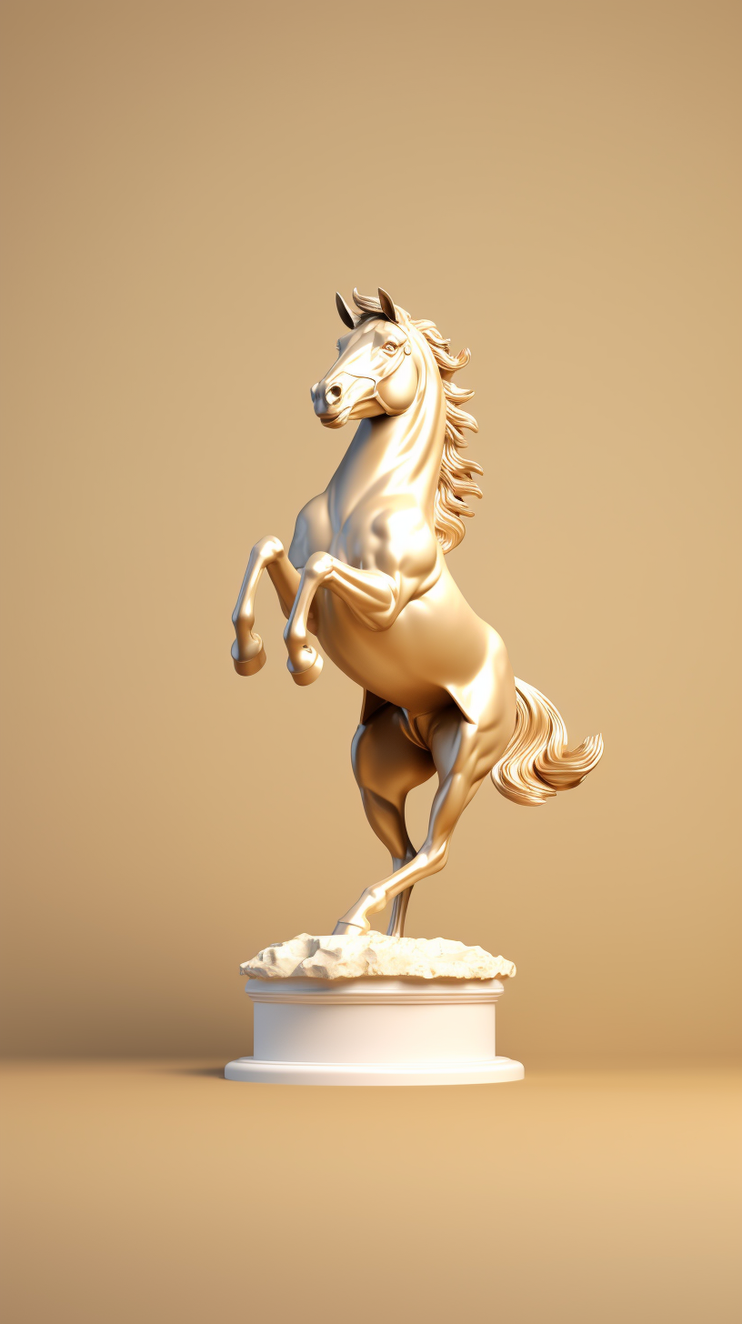 Horse Statue in Gold on Gradient Background