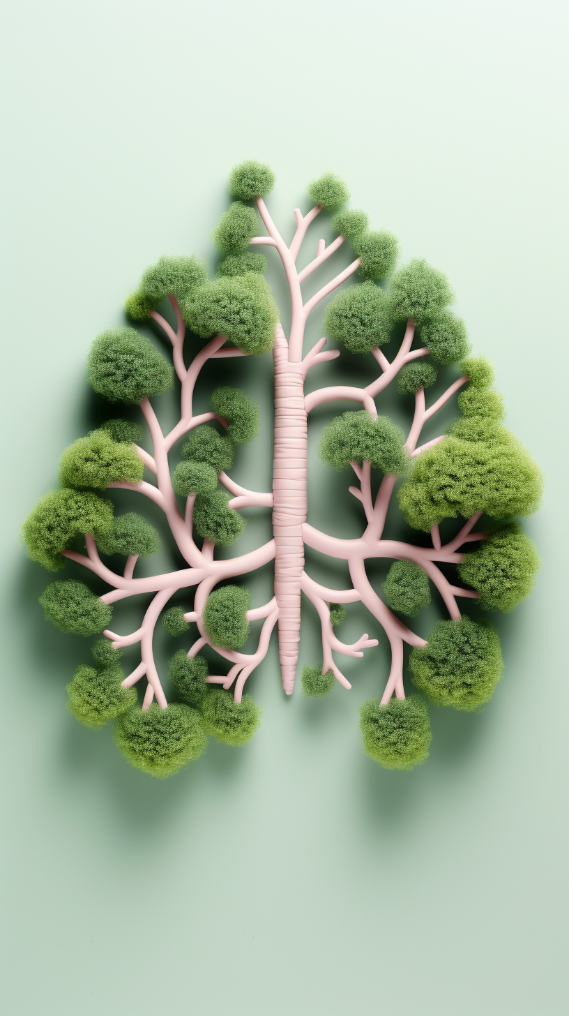 3D Woolen Set of Lungs with Cute Trees