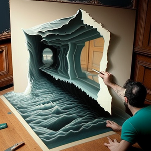 Artwork with 3D deep depth perspective