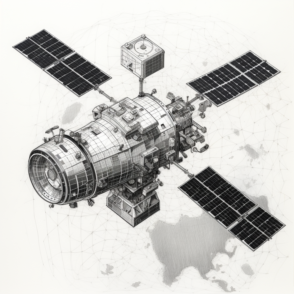 3U satellite drawing illustration