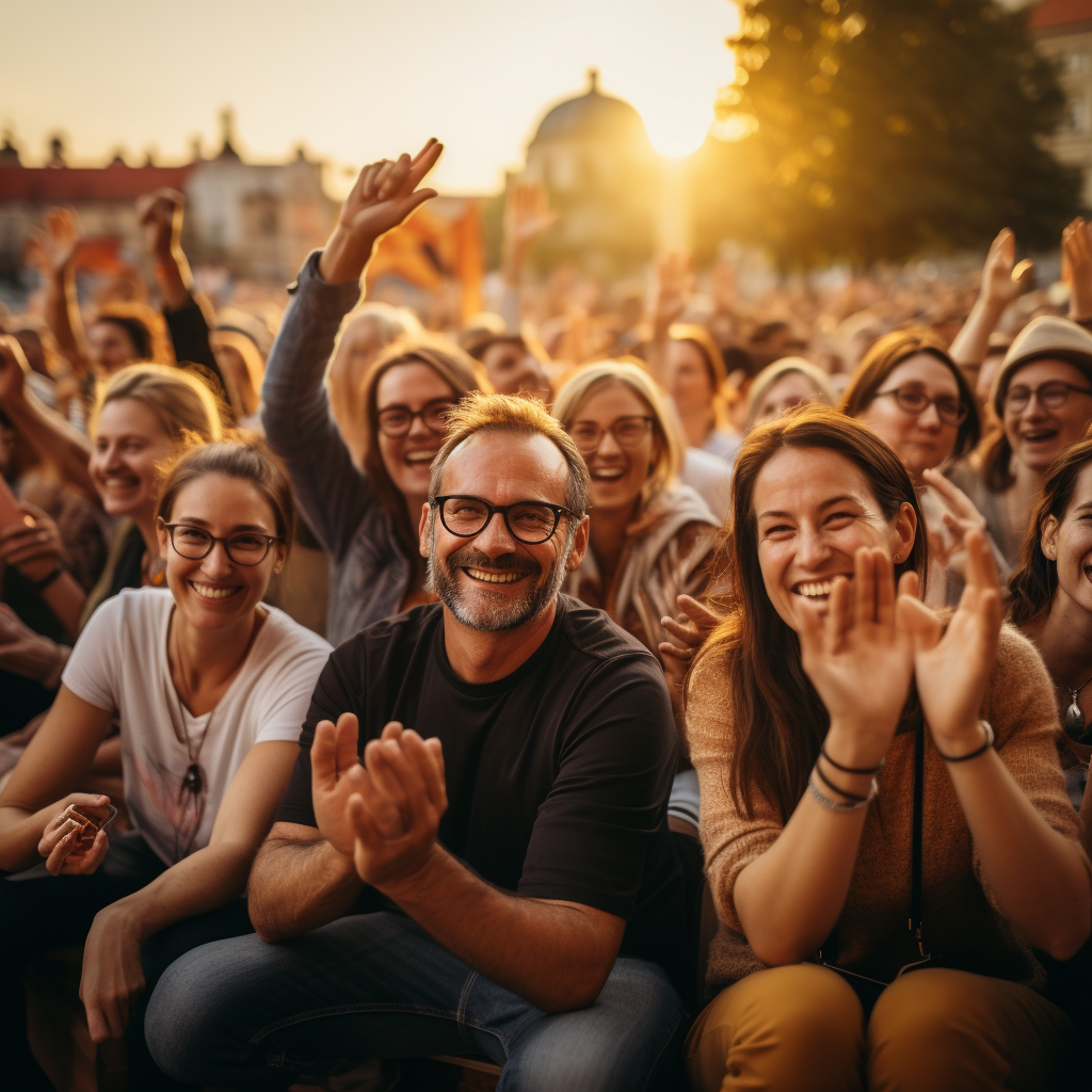 Group of Smiling People in Reading Glasses