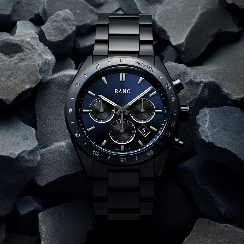 Stylish 45mm Rado Watch in Dark Metal