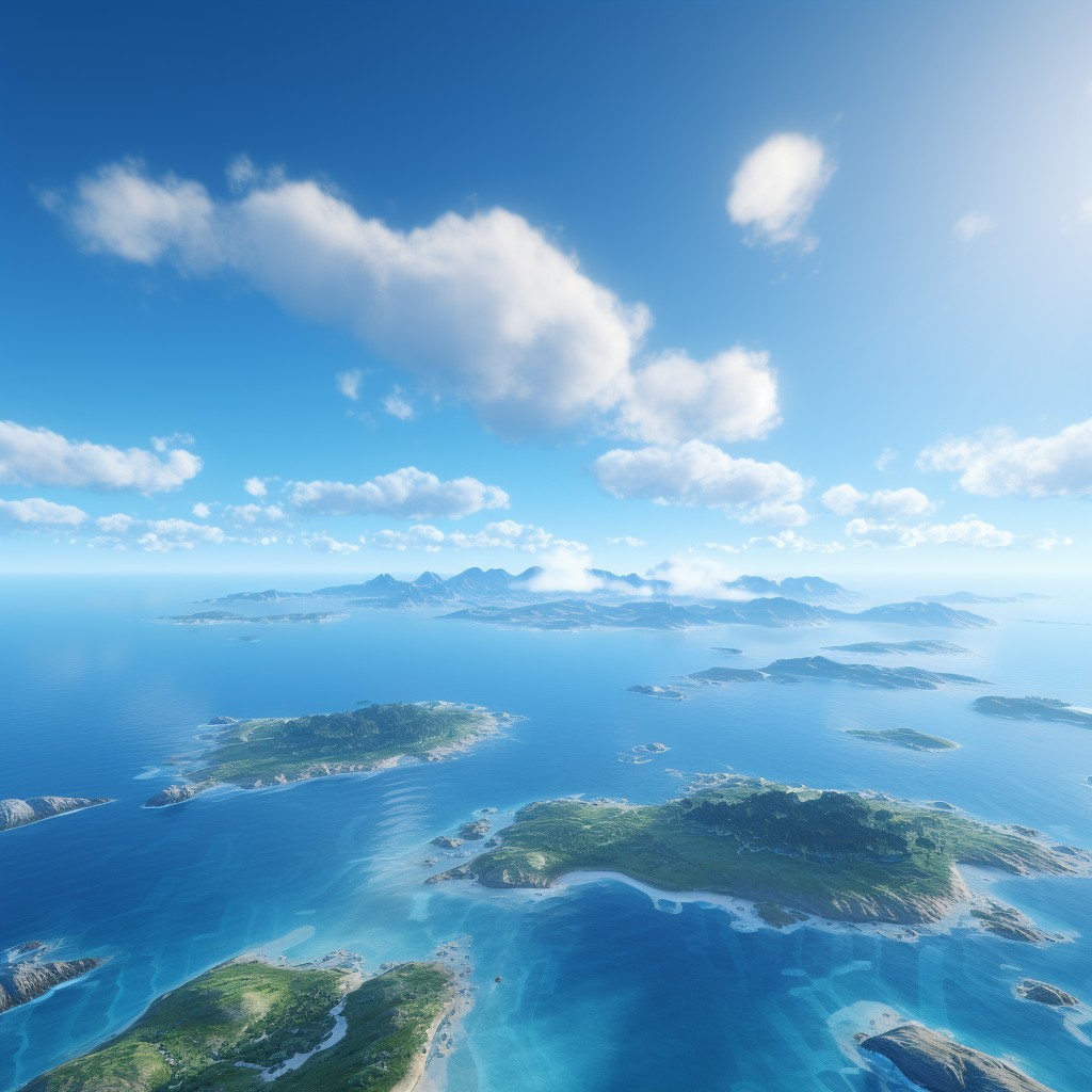 Beautiful 4K Skydome with Blue Sky, Ocean, and Islands